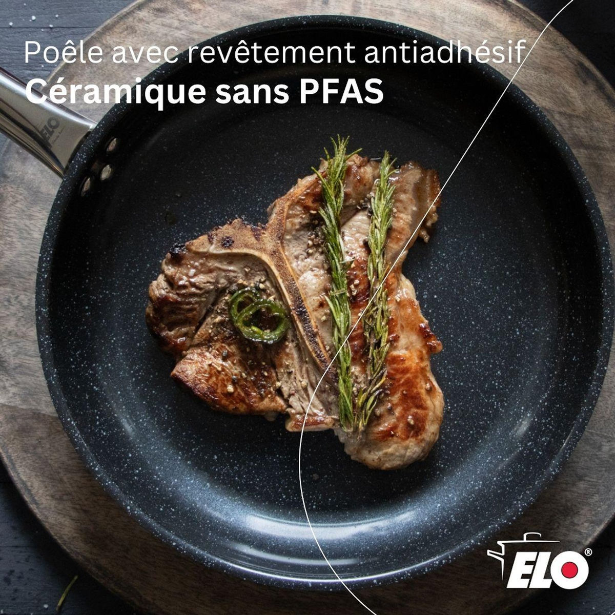 ELO Lot Poêle 32cm & 2 Faitouts 14/24cm Elo Profi Therm Platinum