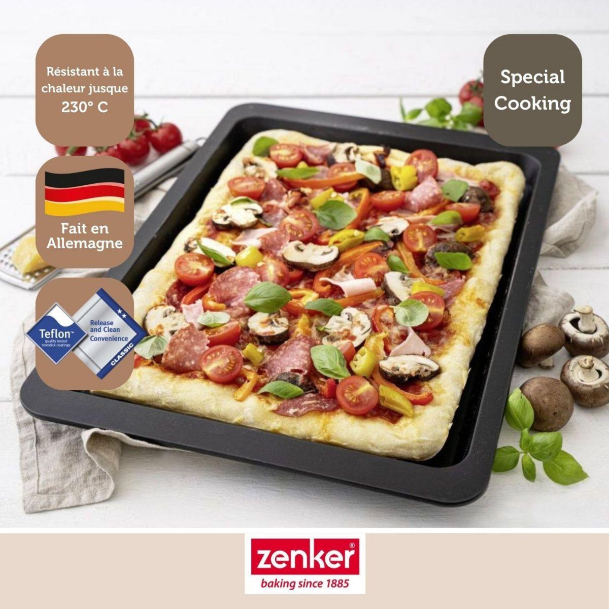 ZENKER Plaque à pizza rectangulaire 42 x 29 cm Zenker Spécial Countries