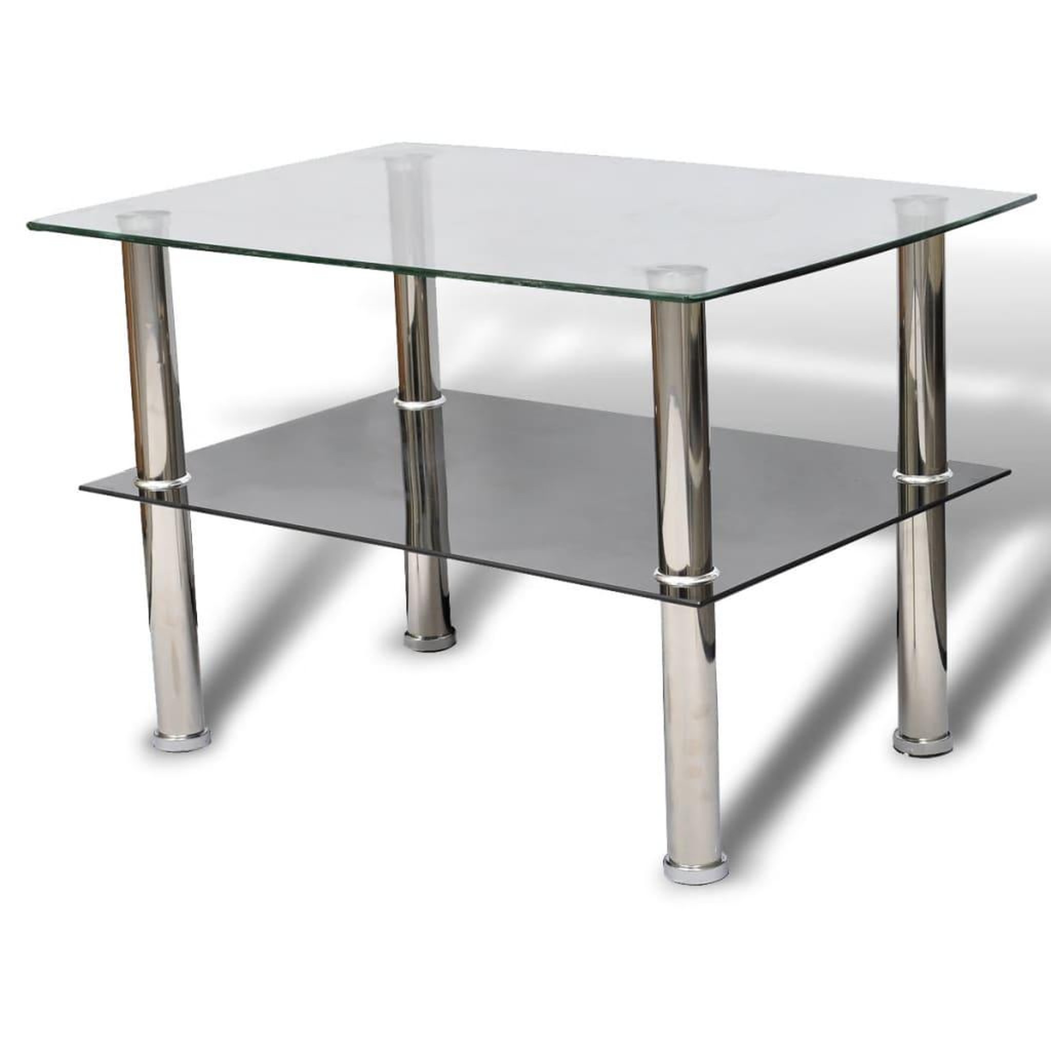 VIDAXL Table basse avec 2 etageres verre
