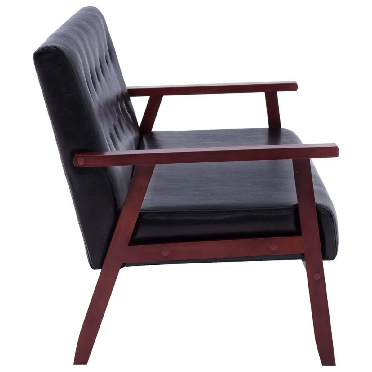 VIDAXL Canape a 3 places Noir Similicuir