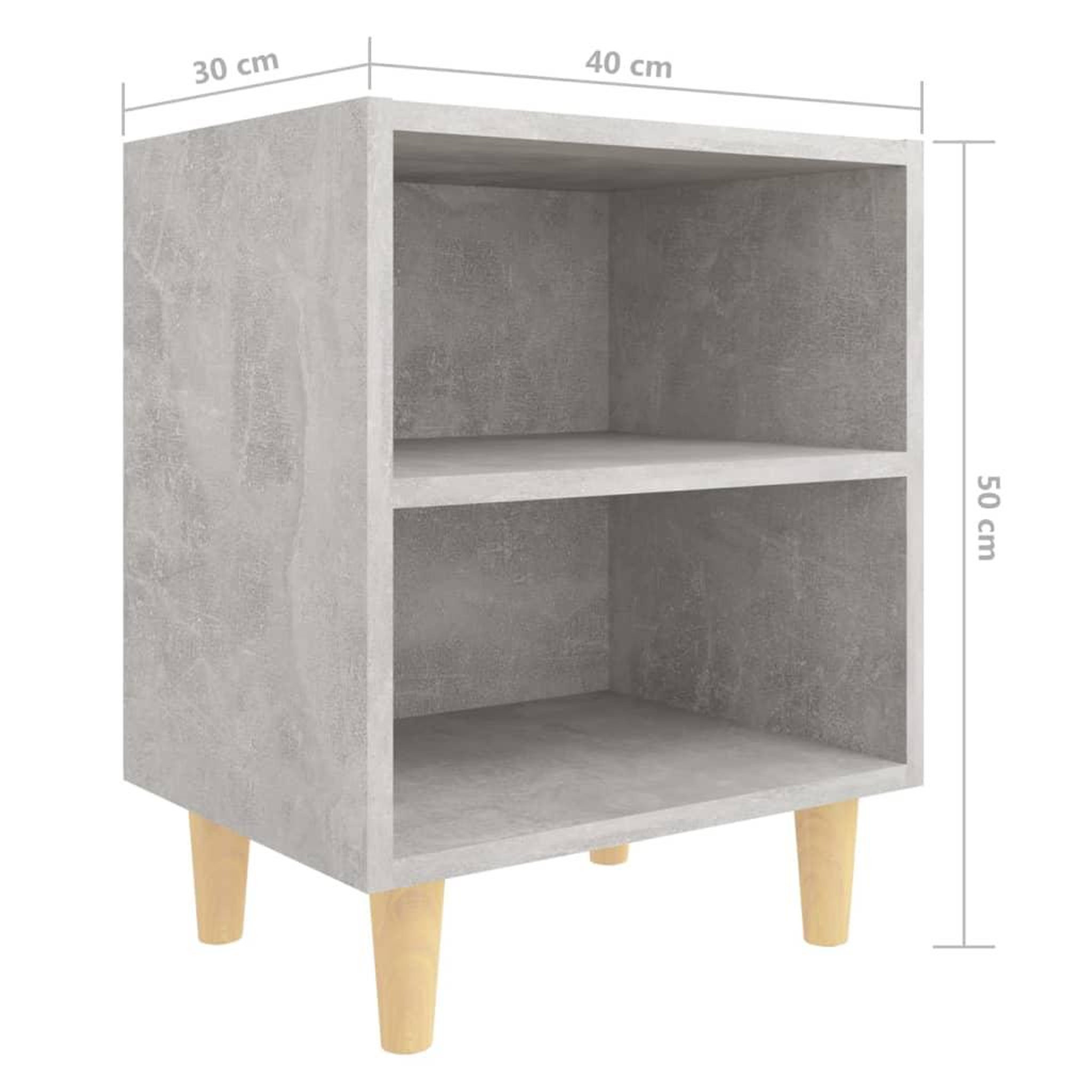 Voir la diapositive 6 : VIDAXL Table de chevet avec pieds en bois Gris beton 40x30x50 cm
