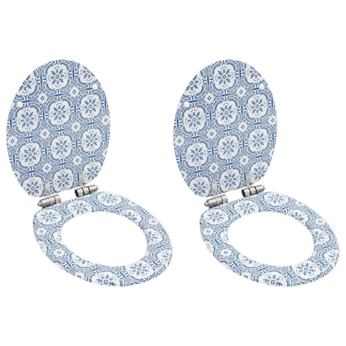 VIDAXL lot de 2 Sieges WC MDF Couvercle a fermeture douceur Porcelaine