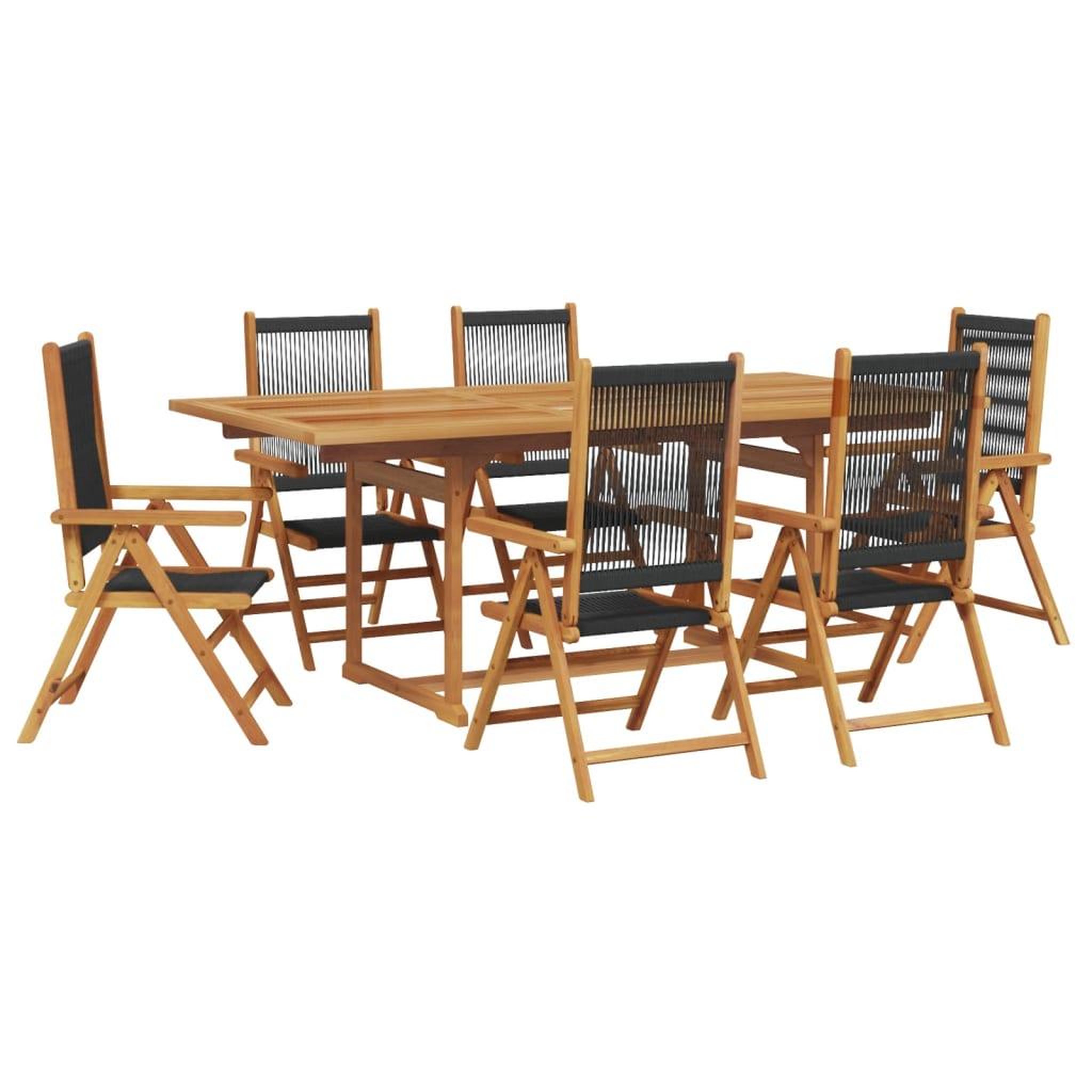 Voir la diapositive 2 : VIDAXL Ensemble a Manger de jardin 7pcs noir polypropylene bois massif