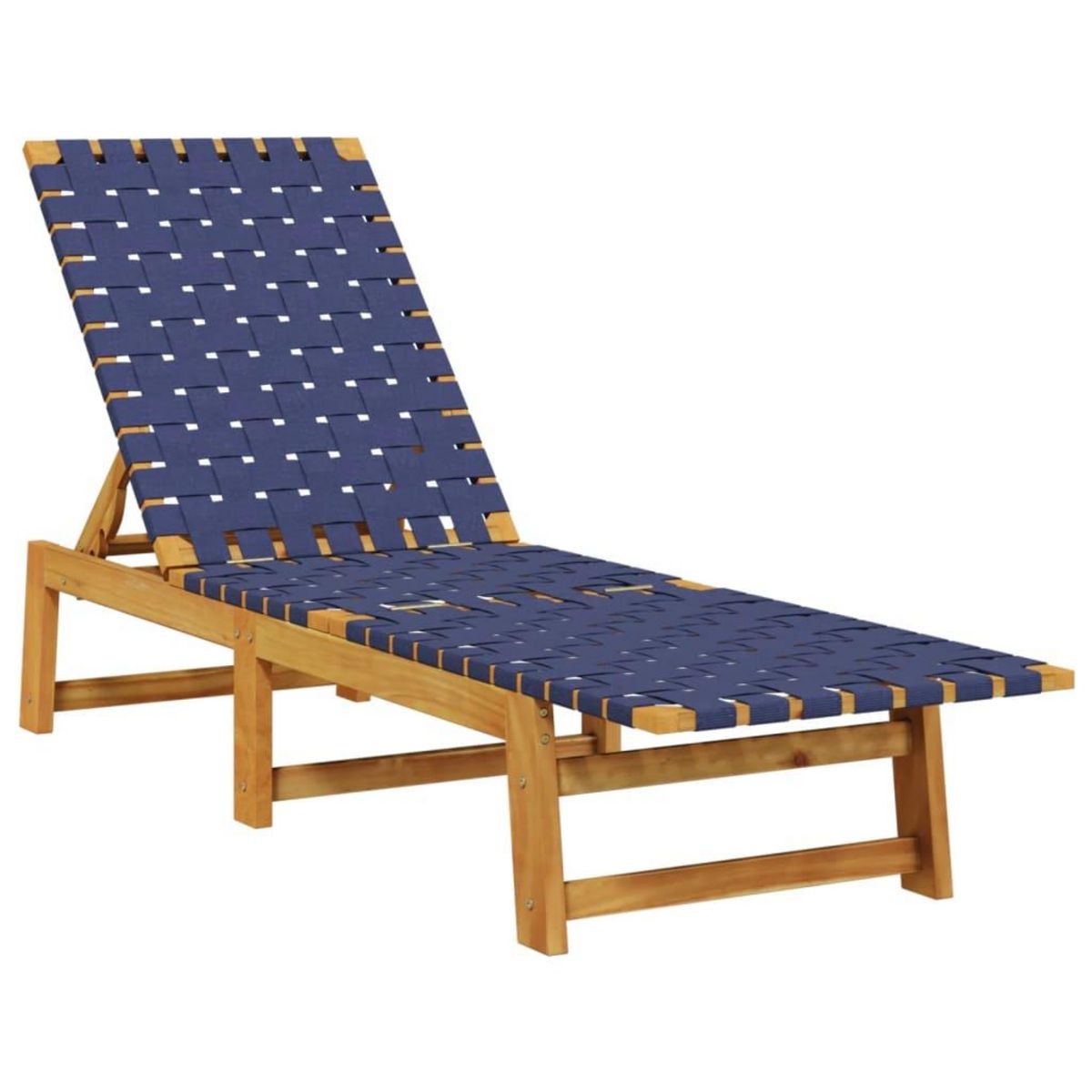 VIDAXL Chaises longues bleu fonce bois d'acacia solide et tissu