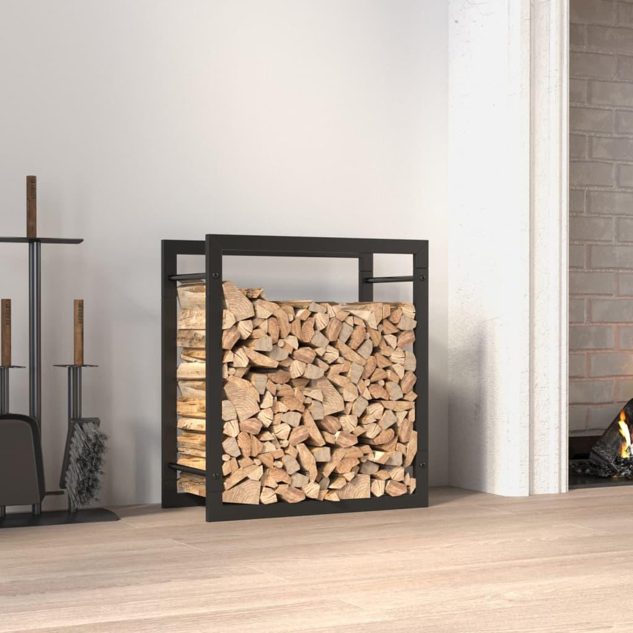 Voir la diapositive 1 : VIDAXL Portant de bois de chauffage Noir mat 50x28x56 cm Acier