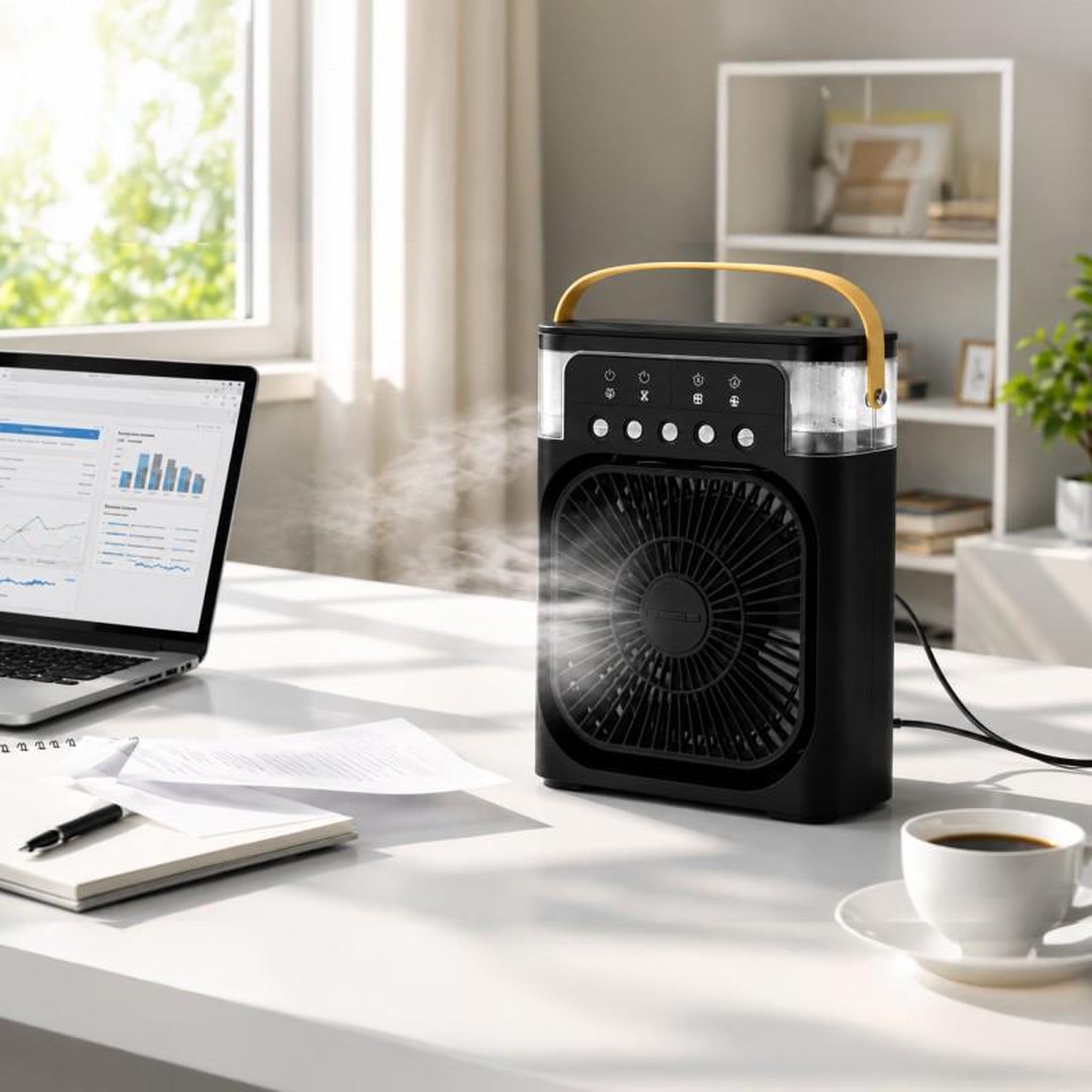 Voir la diapositive 2 : Ventilateur Brumisateur De Table – Usb-c Et Led