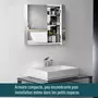 HOMCOM Armoire miroir rangement toilette salle de bain meuble mural dim. 60L x 12l x 55H cm acier inox.