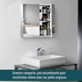 Voir la diapositive 4 : HOMCOM Armoire miroir rangement toilette salle de bain meuble mural dim. 60L x 12l x 55H cm acier inox.