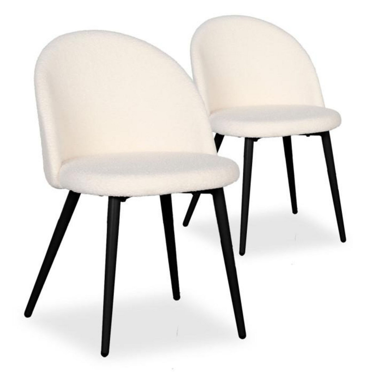 Paris Prix Lot de 2 Chaises Scandinaves  Bouclette  75cm Crème