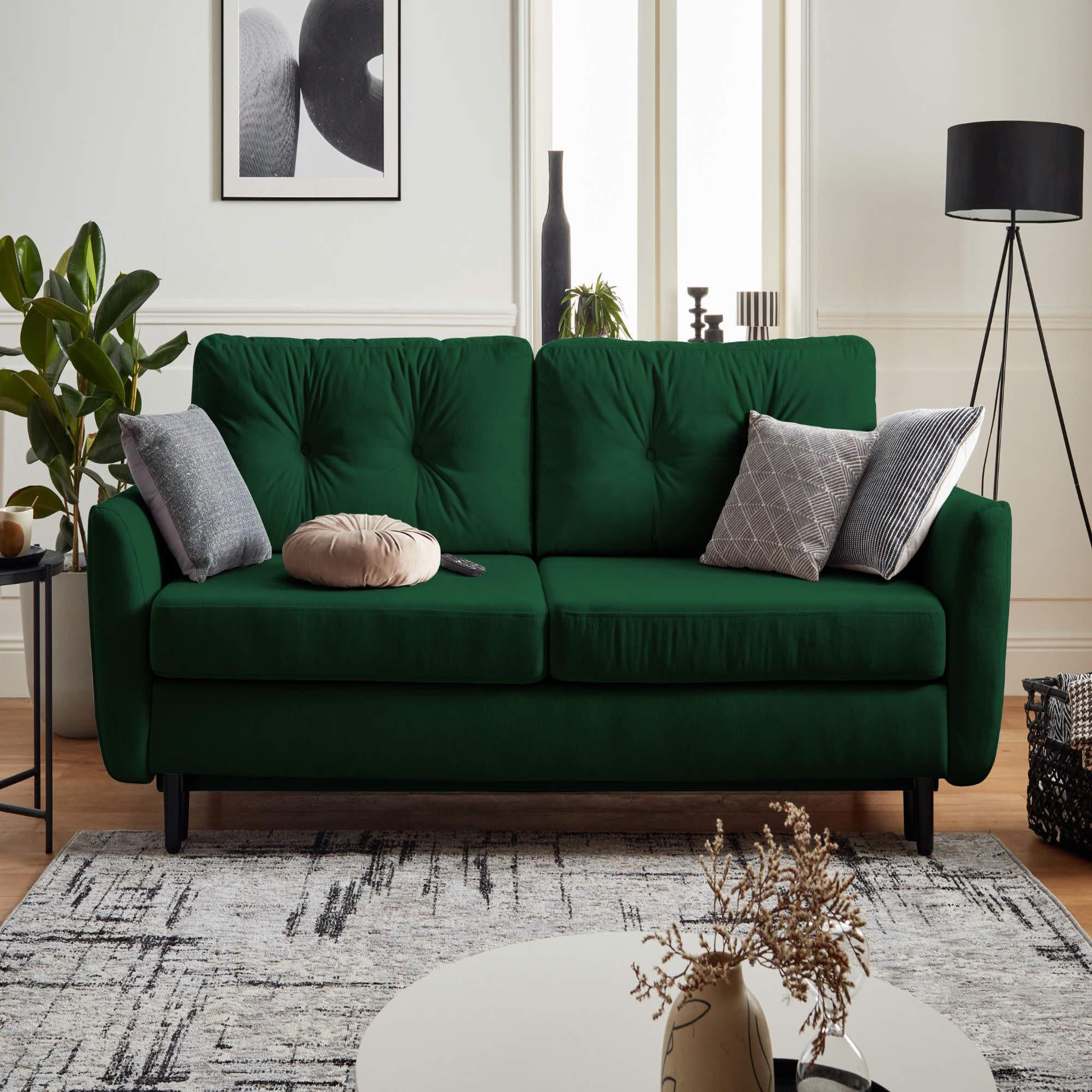 Voir la diapositive 2 : BEST MOBILIER Nils - canapé droit 3 places convertible - avec coffre de rangement - velours