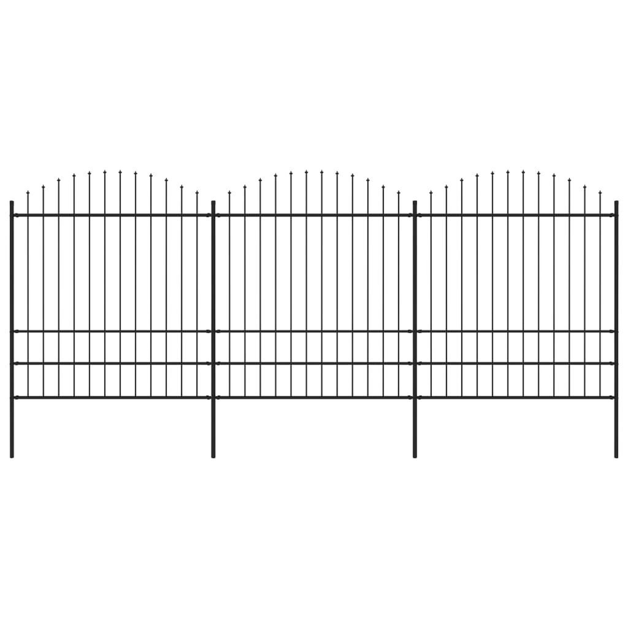 VIDAXL Cloture de jardin a dessus en lance Acier (1,75-2)x5,1 m Noir