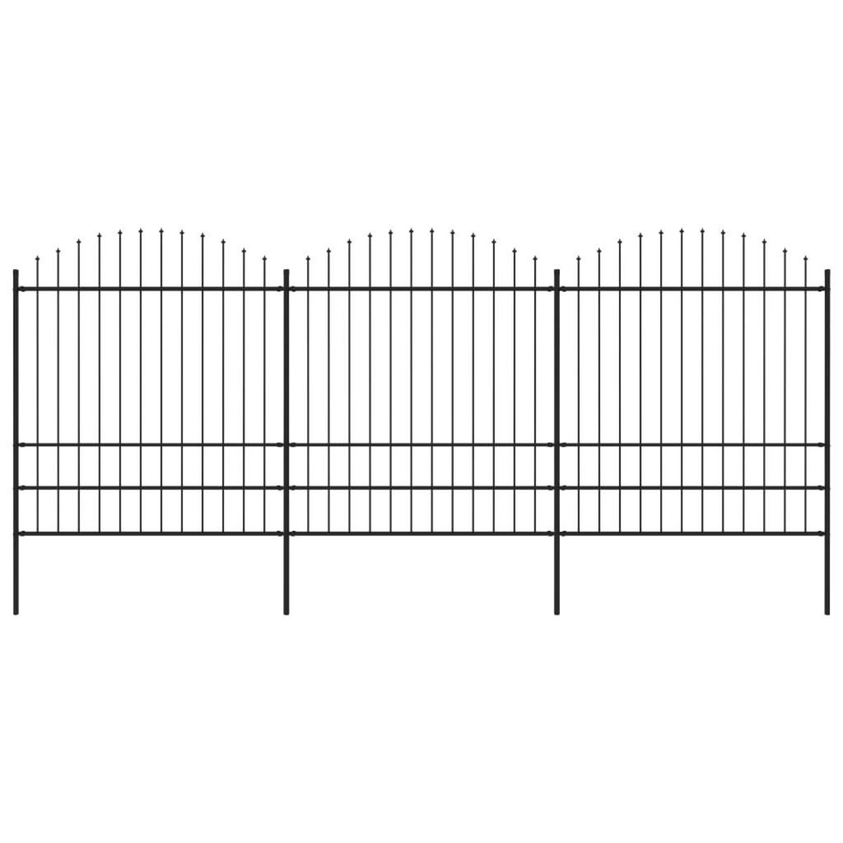 VIDAXL Cloture de jardin a dessus en lance Acier (1,75-2)x5,1 m Noir