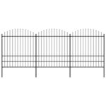 VIDAXL Cloture de jardin a dessus en lance Acier (1,75-2)x5,1 m Noir