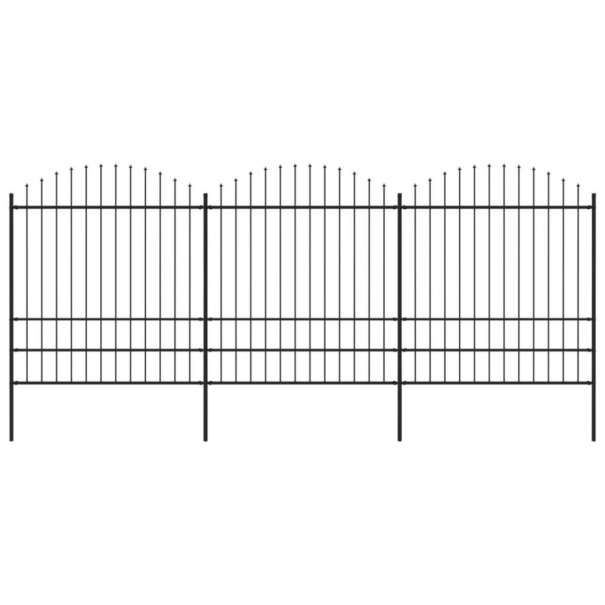 VIDAXL Cloture de jardin a dessus en lance Acier (1,75-2)x5,1 m Noir