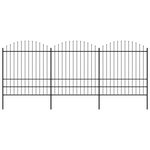 VIDAXL Cloture de jardin a dessus en lance Acier (1,75-2)x5,1 m Noir