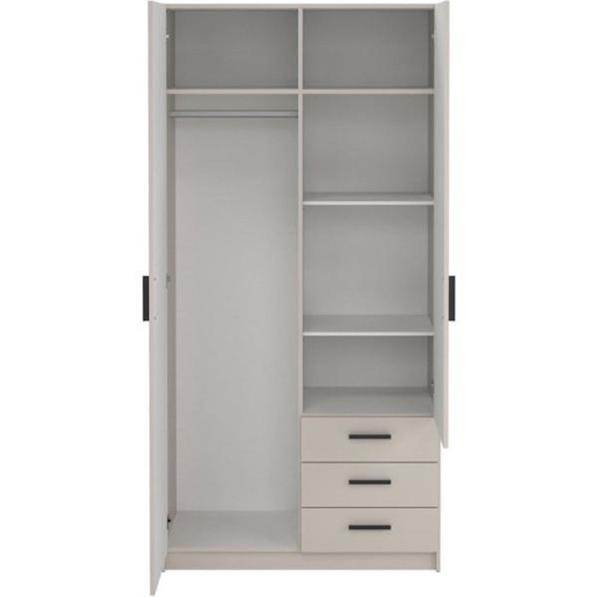 MARKET24 Armoire VEGA - Décor cachemire - 2 portes + 3 tiroirs - L 98,5 x P 49,8 x H200,4 cm