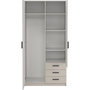 Voir la diapositive 4 : MARKET24 Armoire VEGA - Décor cachemire - 2 portes + 3 tiroirs - L 98,5 x P 49,8 x H200,4 cm