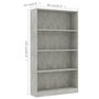 Voir la diapositive 6 : VIDAXL Bibliotheque a 4 niveaux Gris beton 80x24x142cm Bois ingenierie