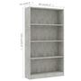 Voir la diapositive 6 : VIDAXL Bibliotheque a 4 niveaux Gris beton 80x24x142cm Bois ingenierie