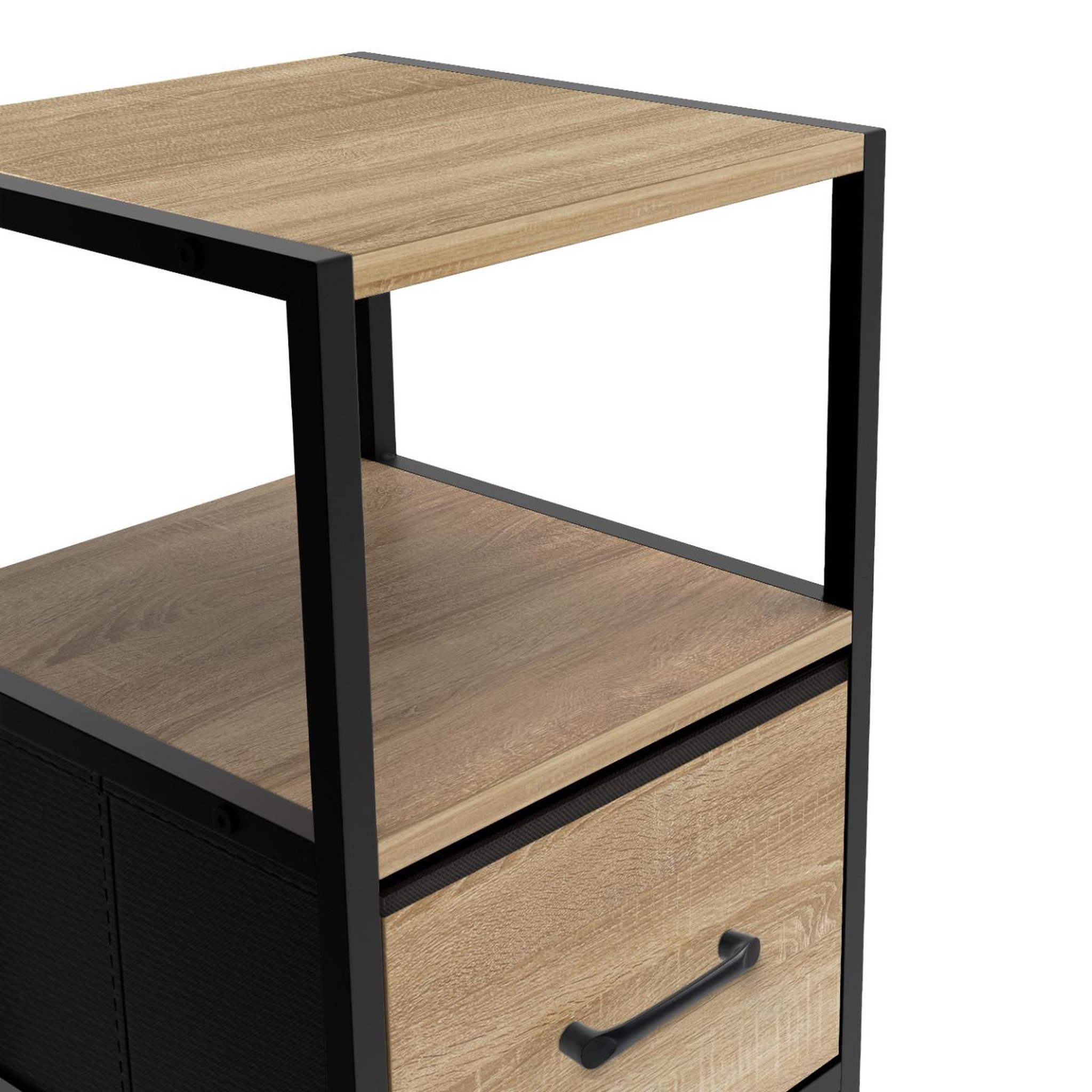 Voir la diapositive 5 : ID MARKET Lot de 2 tables de chevet utah 1 tiroir et 1 niche
