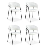 Paris Prix Lot de 4 Chaises en Bouclette  Batora  79cm Crème & Noir