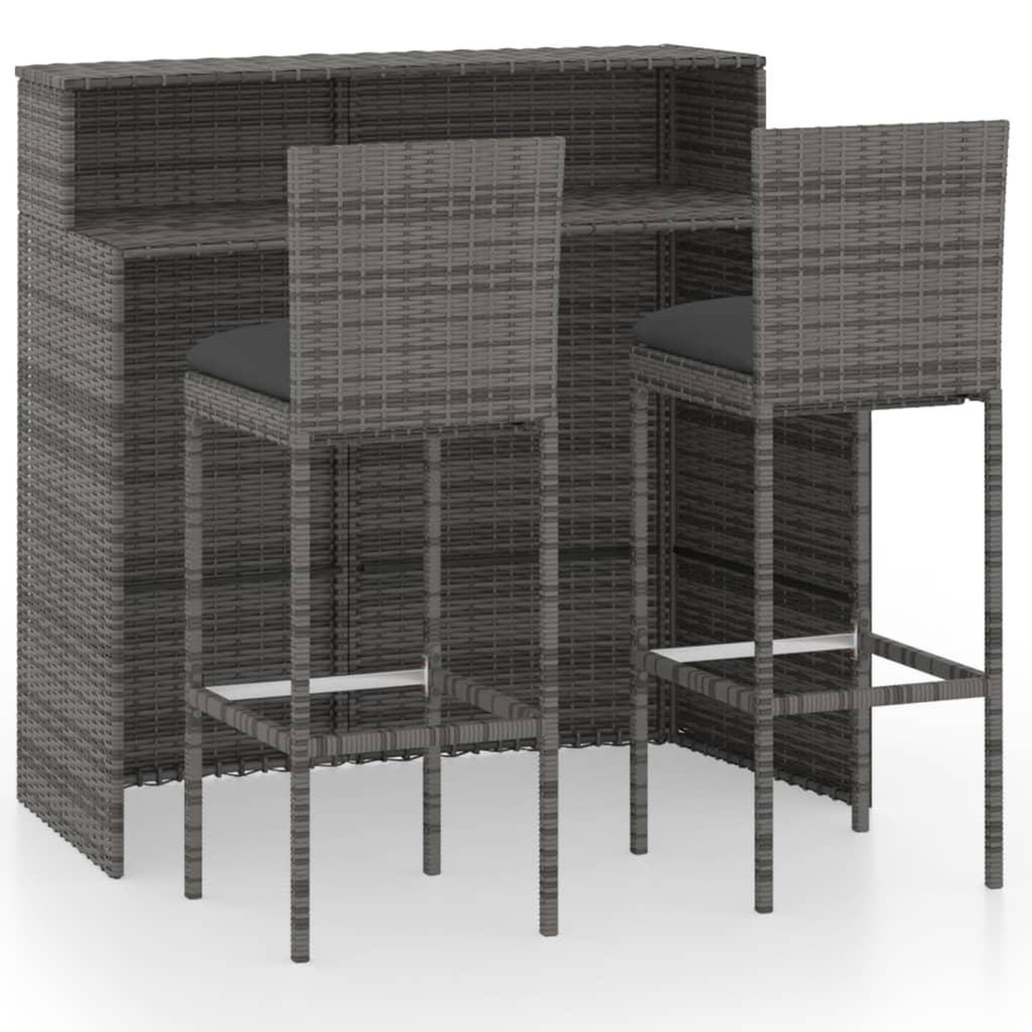 Voir la diapositive 2 : VIDAXL Ensemble de bar de jardin avec coussins 3 pcs Gris