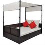 Voir la diapositive 4 : VIDAXL Lit de jardin avec auvent Marron 190x130 cm Resine tressee