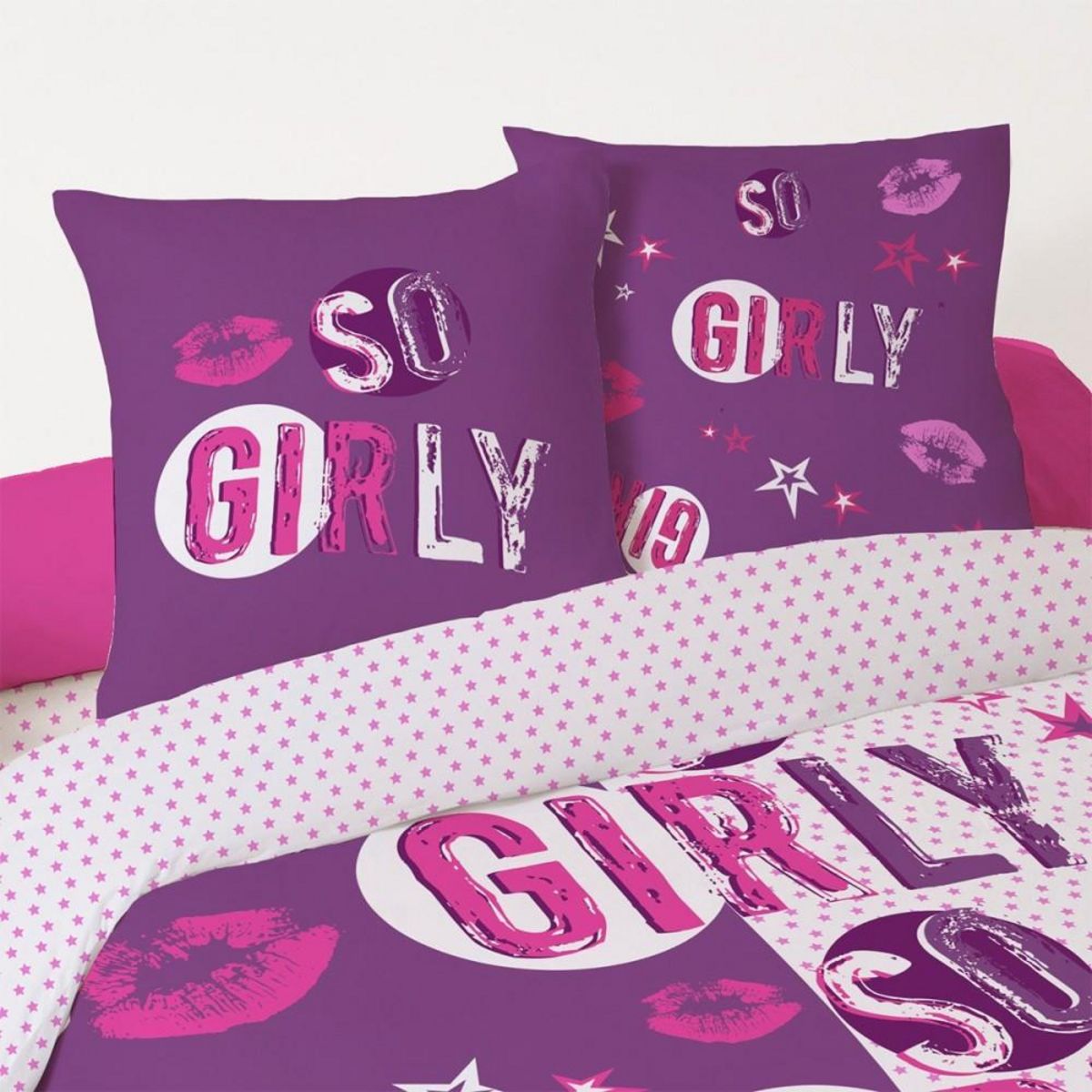 Dourev Housse de couette 240x220 Stars + 2 taies coton 52 fils