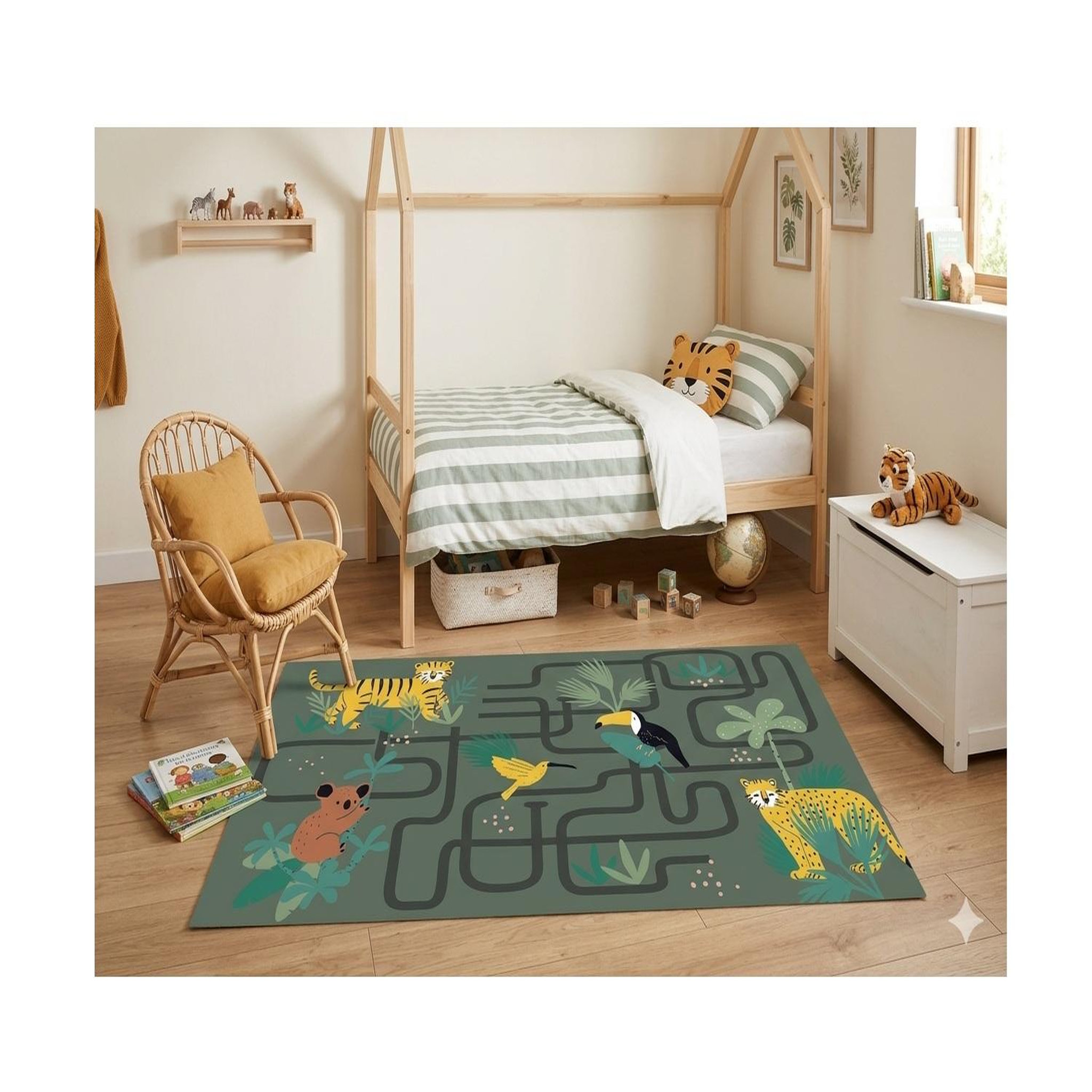 Voir la diapositive 4 : Eden Tapis enfant animaux jungle circuit