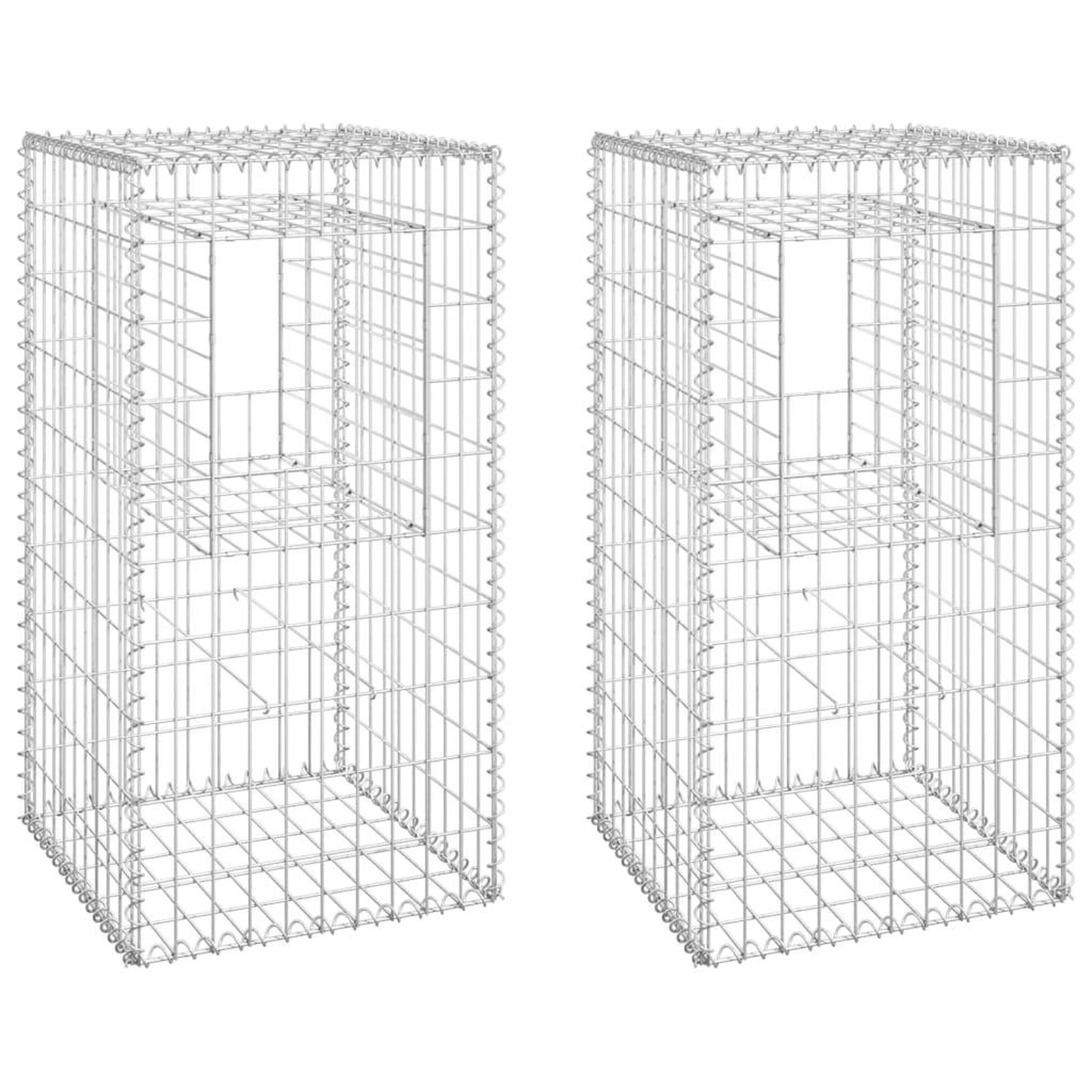 Voir la diapositive 2 : VIDAXL Poteaux a panier de gabion 2 pcs 50x50x100 cm Fer