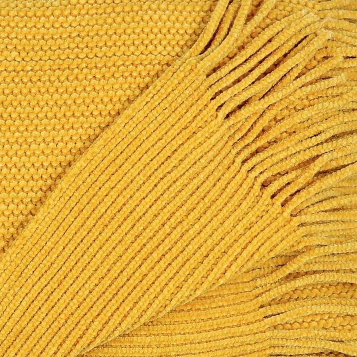 Paris Prix Plaid Chenille  Franges  120x150cm Moutarde