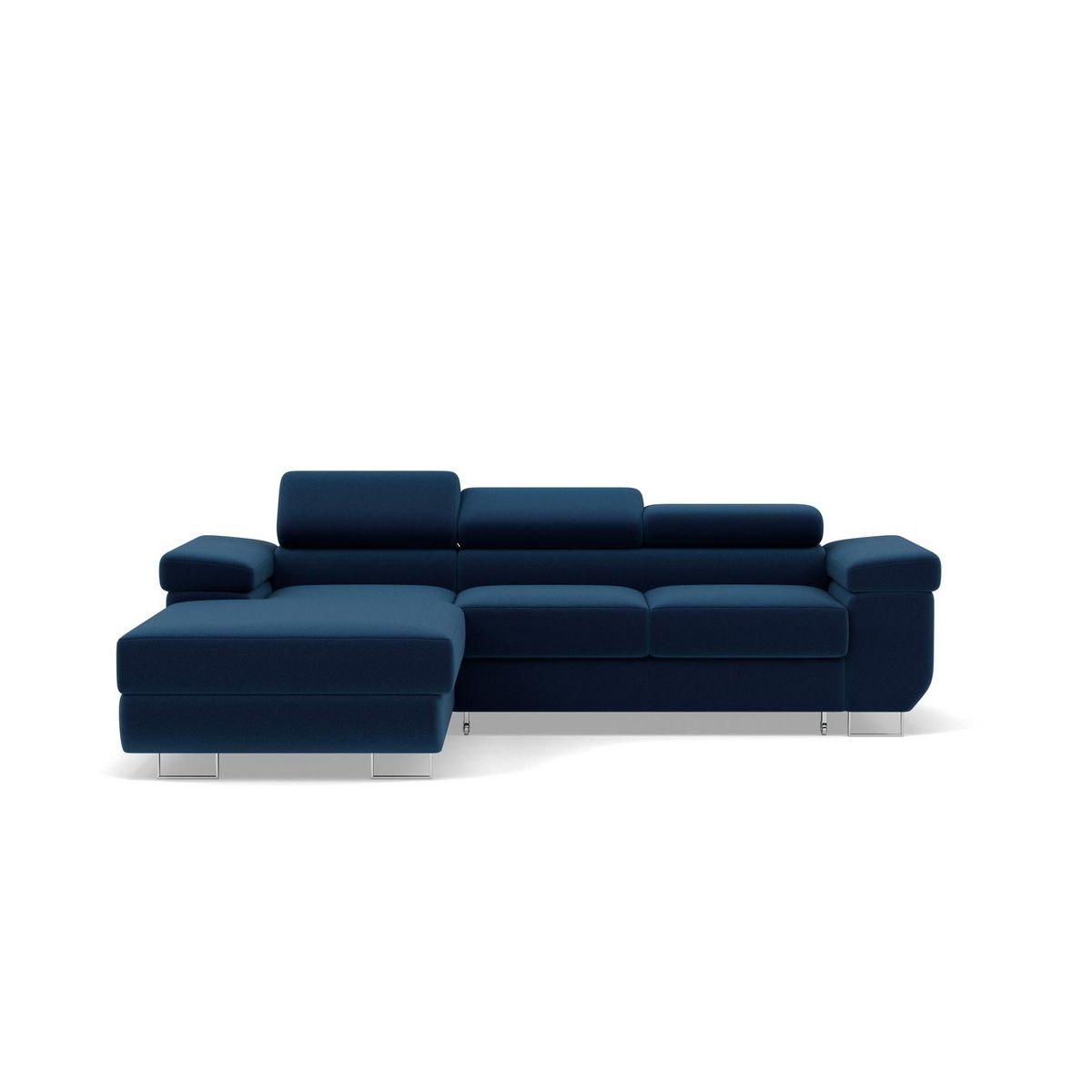 BEST MOBILIER Pablo - canapé d'angle gauche - 6 places - convertible avec coffre et têtières réglables - en velours