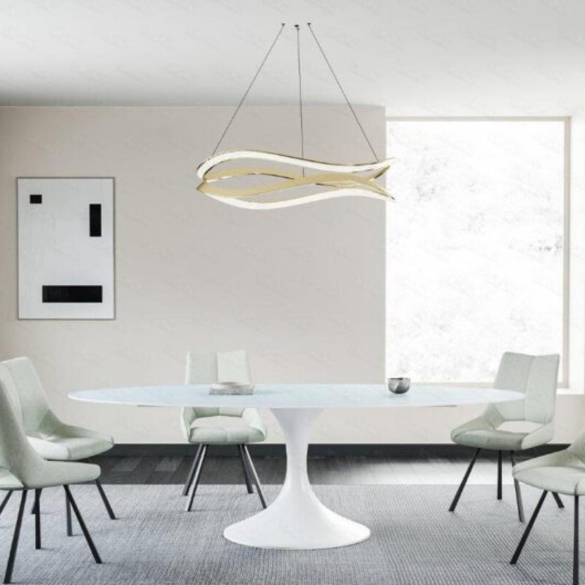 Voir la diapositive 2 : JLC KREATION Grande table à manger forme organique 280cm calisia couleur blanc