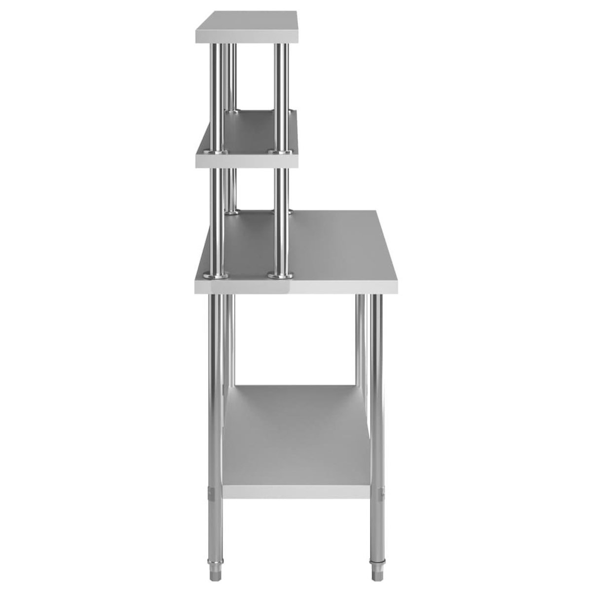 VIDAXL Table de travail de cuisine avec etagere 120x60x150 cm Inox