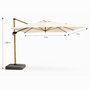 Voir la diapositive 3 : CONCEPT USINE Parasol rectangulaire 3x4m déporté rotatif écru pied effet bois en aluminium CESARE