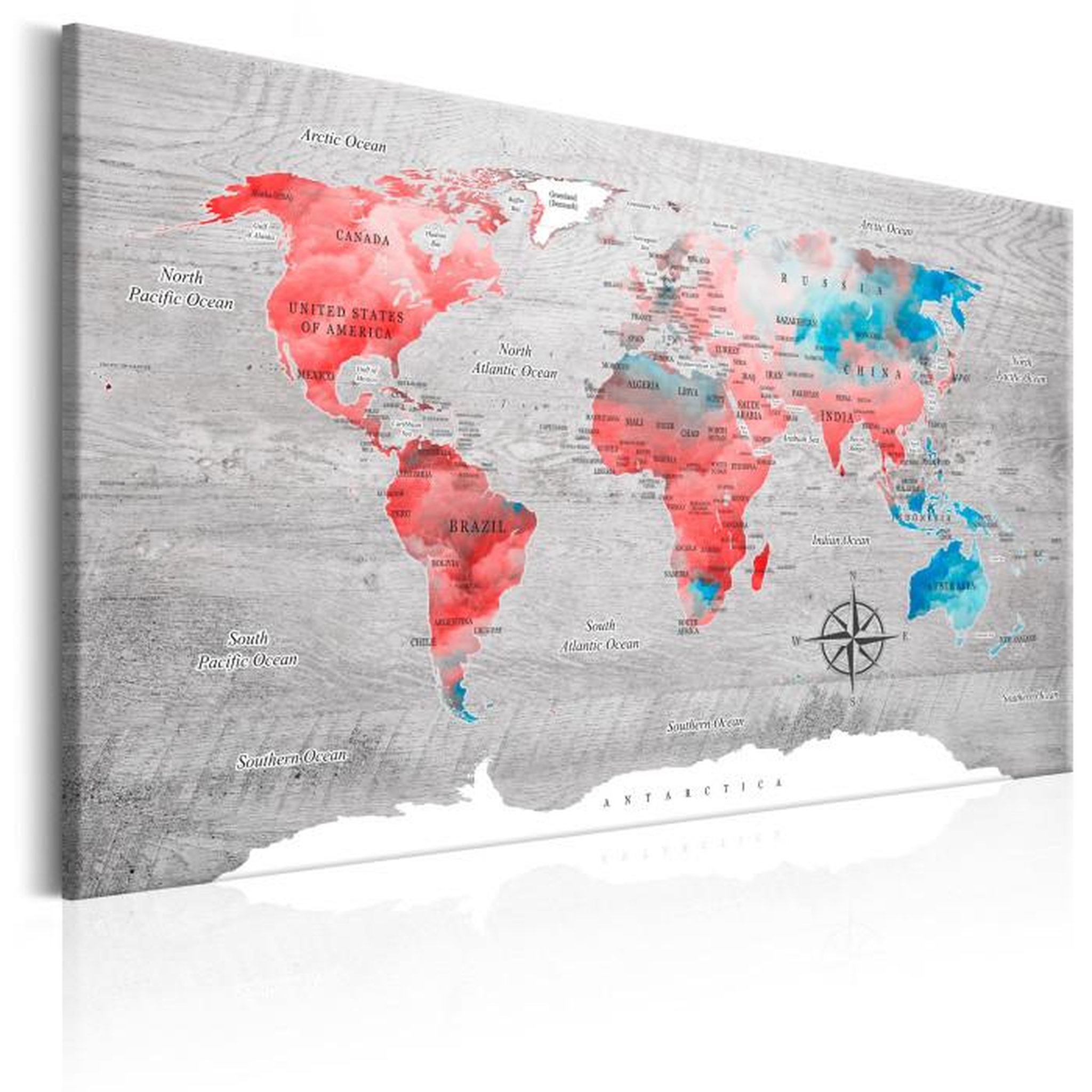 Paris Prix Tableau Imprimé  World Map : Red Roam. Coloris disponibles : Multicolore