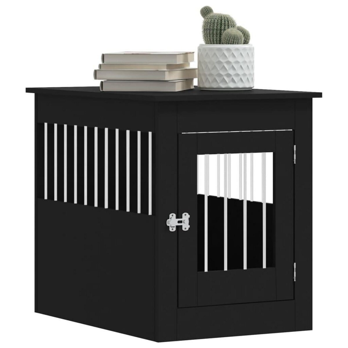 VIDAXL Meuble de cage pour chiens noir 55x80x68 cm bois d'ingenierie