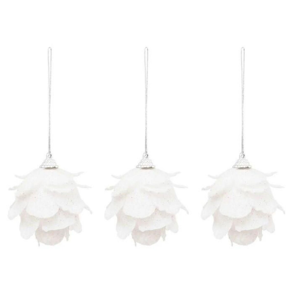 ATMOSPHERA Lot de 3 Sujets de Noël  Fleurs  7cm Blanc