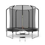JUMP4FUN Trampoline Semi-Pro 8FT / 244cm Noir avec Filet de sécurité, Tapis de saut, Coussin de protection, Echelle