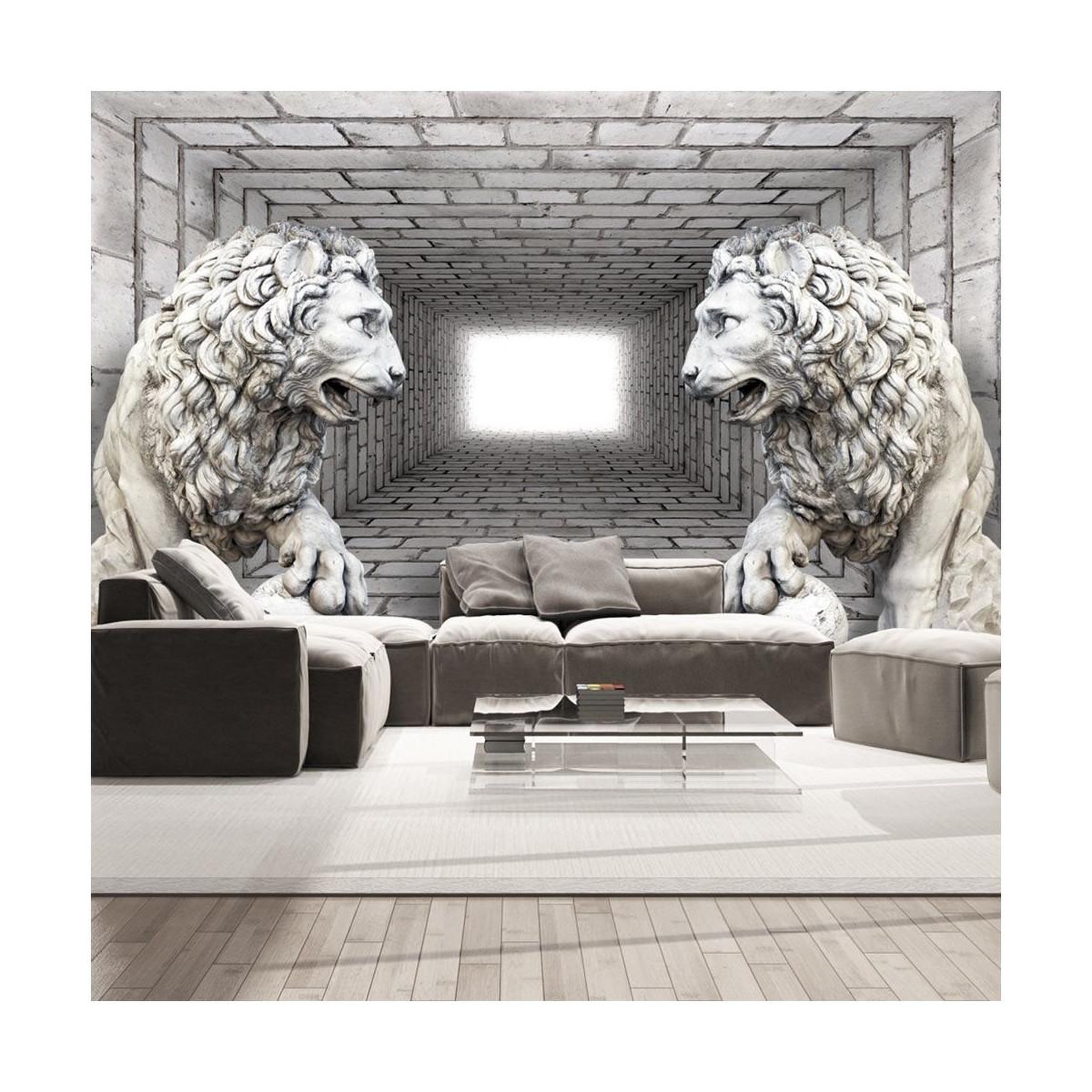 Paris Prix Papier peint  lions de pierre. Coloris disponibles : Multicolore
