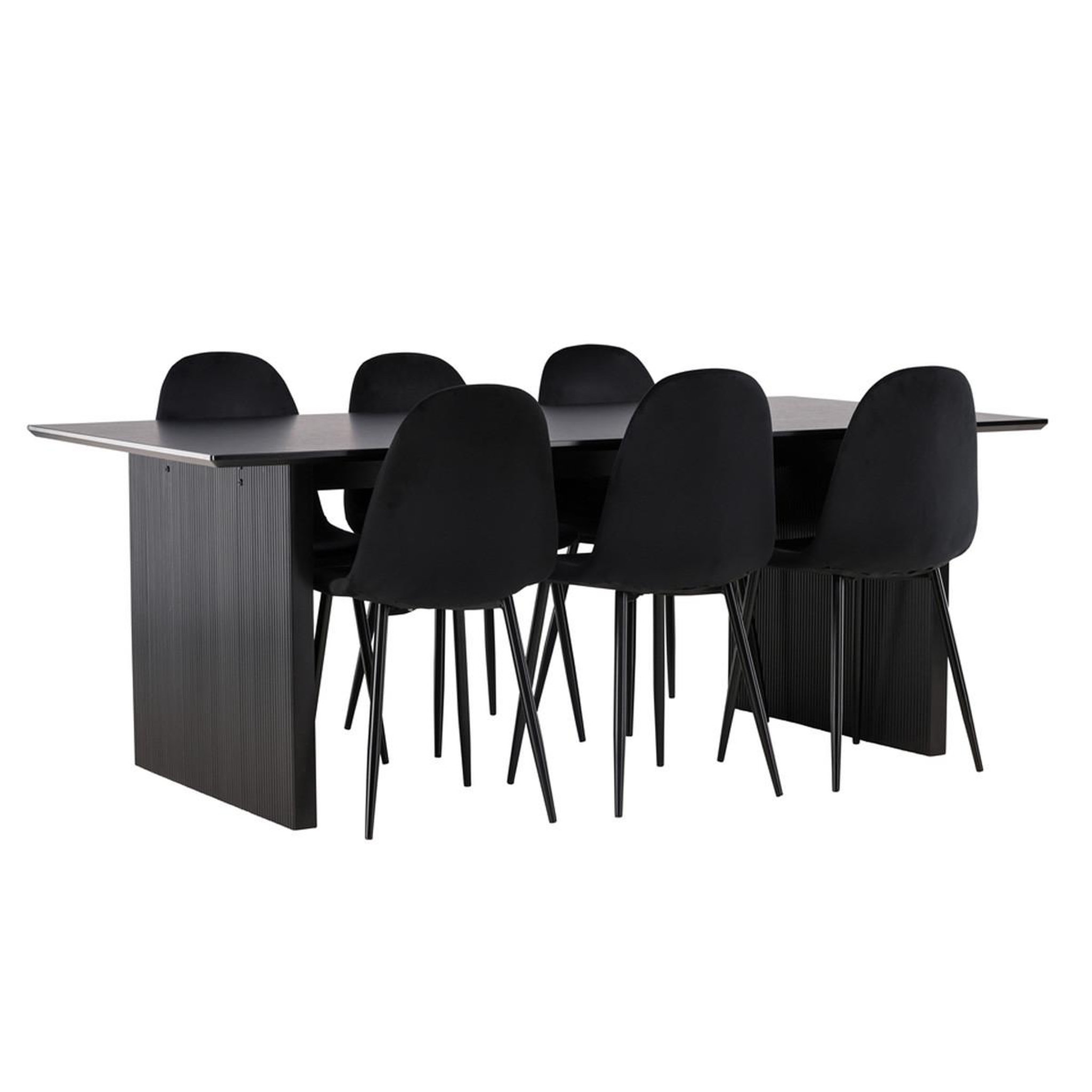 Paris Prix Ensemble table à manger & 6 chaises velours  vail & polar  200cm noir
