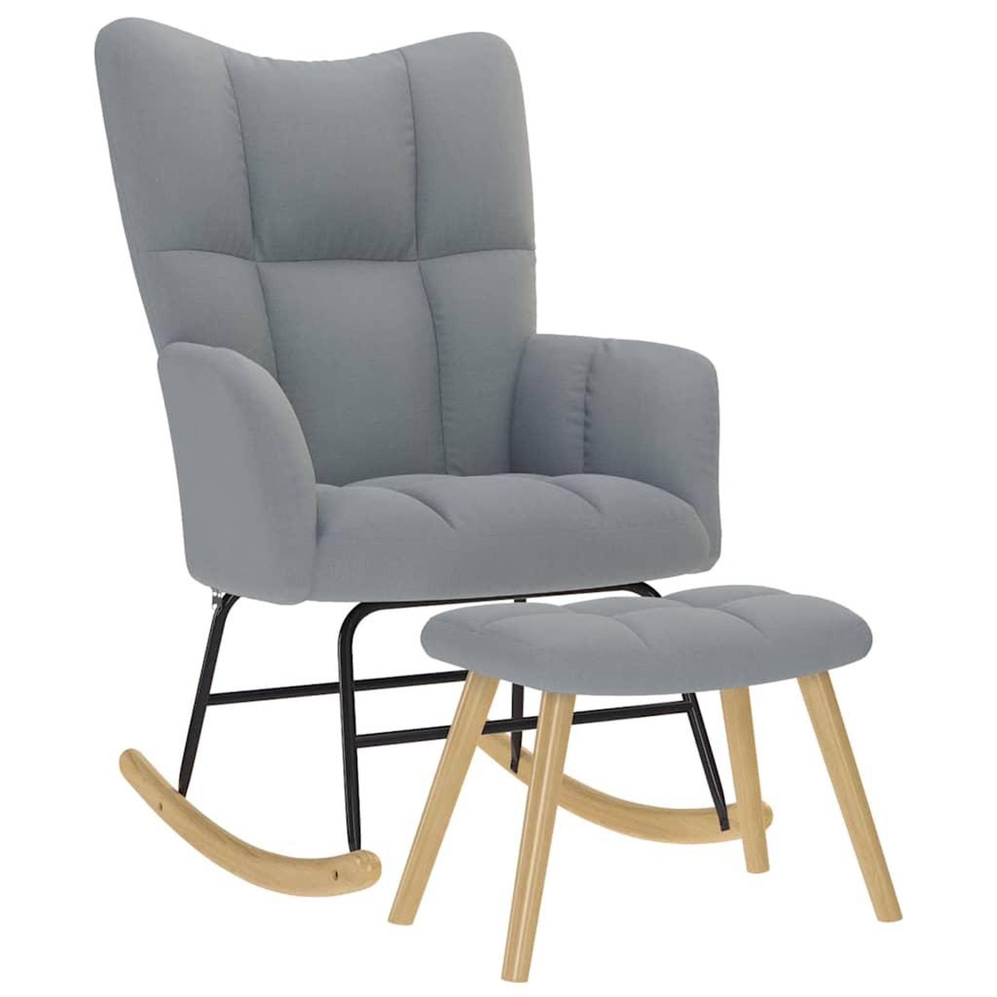 Voir la diapositive 2 : VIDAXL Chaise a bascule avec repose-pied Gris clair Tissu