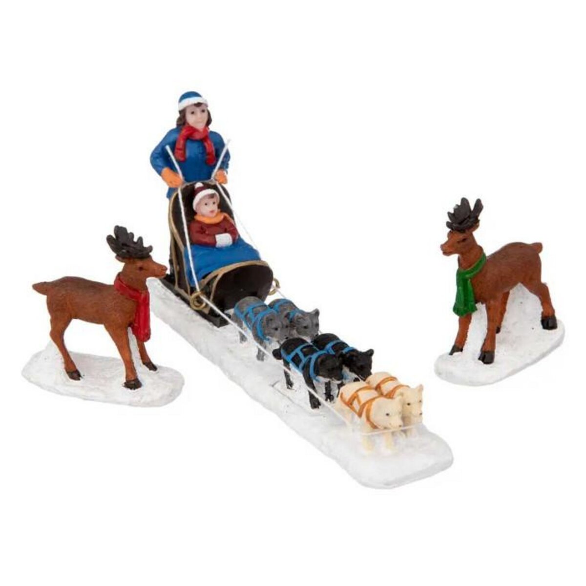 FEERIC LIGHT & CHRISTMAS Lot de 3 Accessoires Village de Noël  Animaux  18cm Multicolore