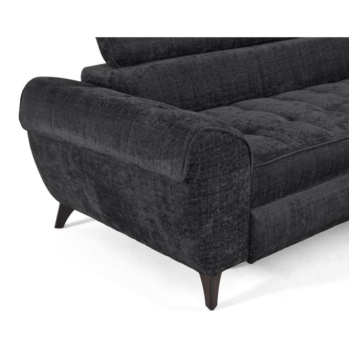 LISA DESIGN Marlo - canapé d'angle droit 5 places convertible avec coffre et têtières en velours texturé