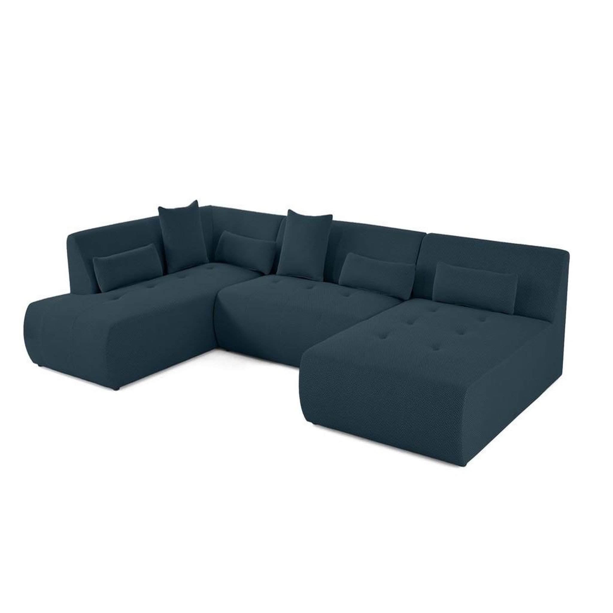 Voir la diapositive 2 : LISA DESIGN Onyx - canapé panoramique d'angle gauche - 7 places - en tissu mailles 3d
