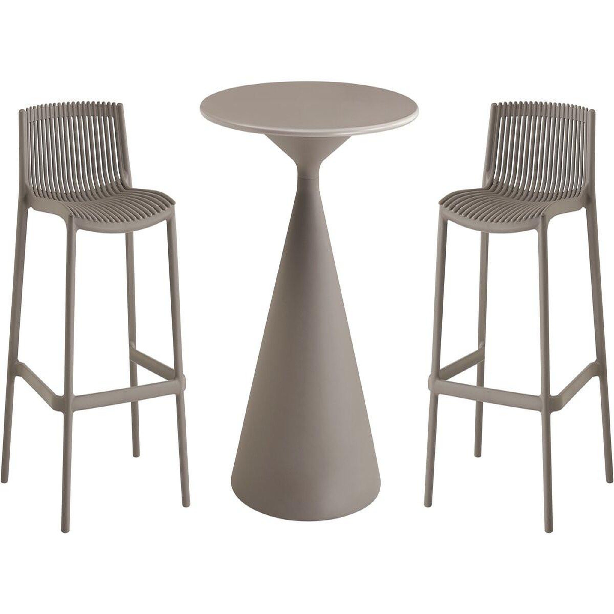 Habitat et Jardin Table et chaises hautes de jardin bistrot empilables  néora  - 2 places - taupe