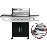 Habitat et Jardin Barbecue gaz avec couvercle en verre  Bingo 5  - 4 brûleurs + 1 latéral + Housse protection - 15.2 kW - Noir