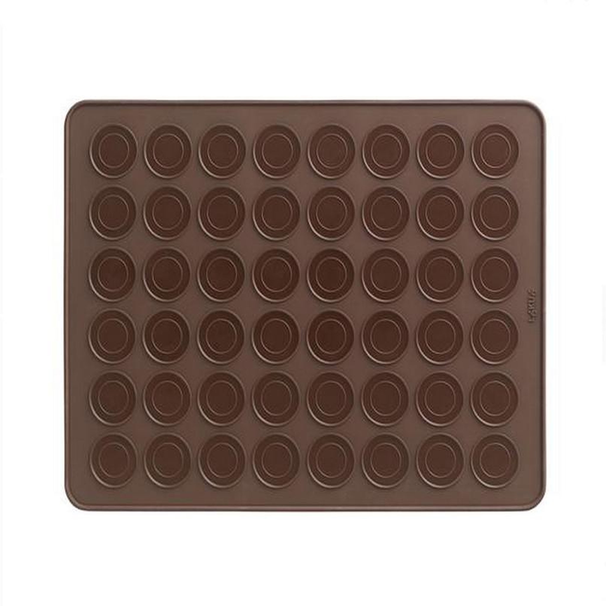 Voir la diapositive 2 : LEKUE Tapis 48 macarons silicone marron - 0231440m02m067