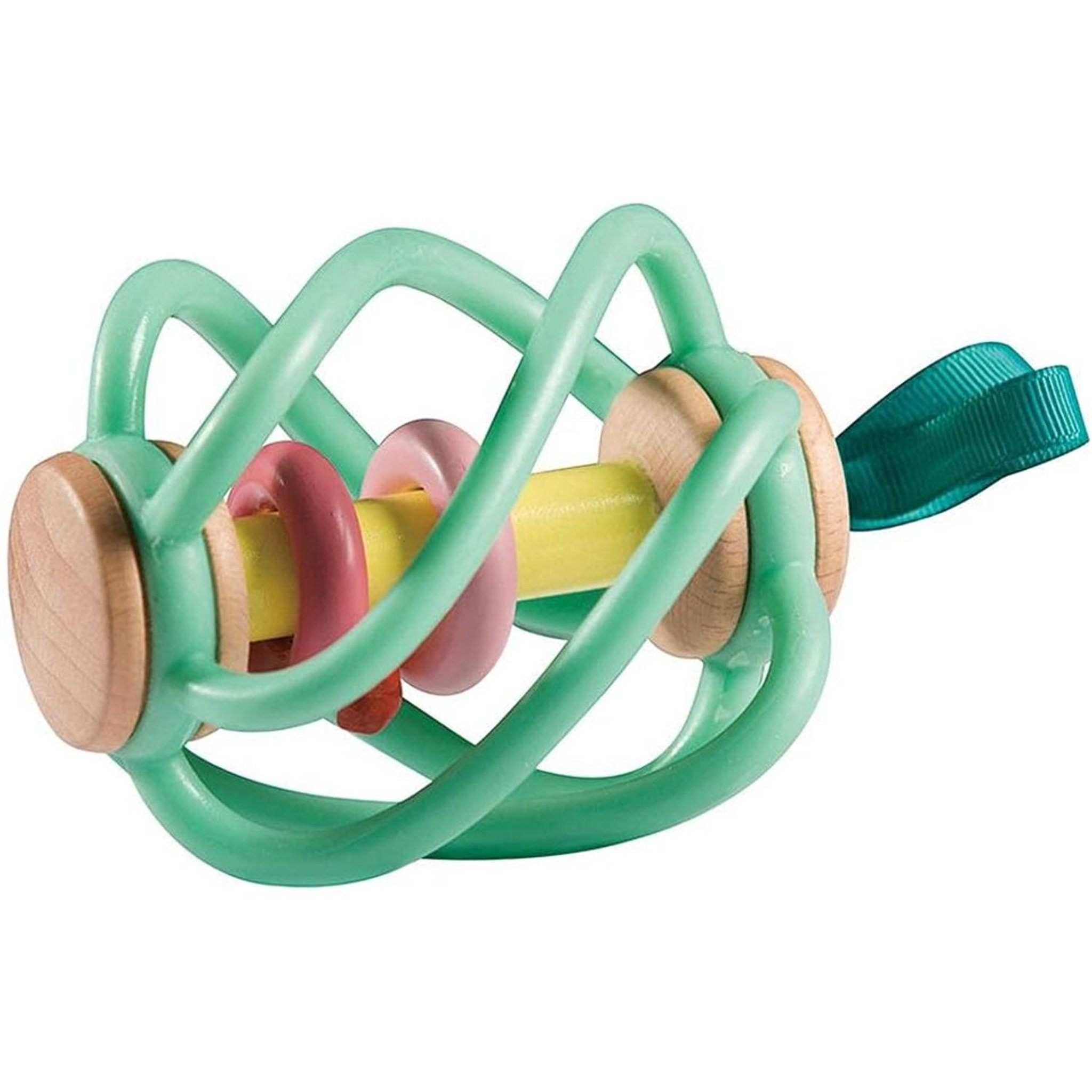 Voir la diapositive 3 : Hape Hochet pomme silicone et bois