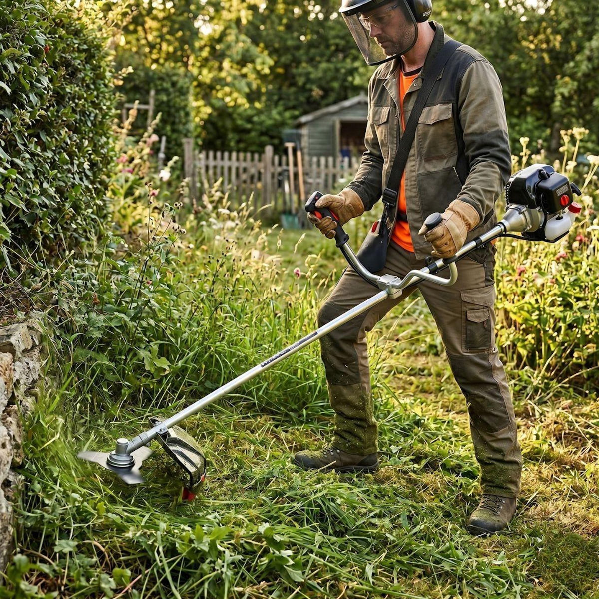 BY TONINO LAMBORGHINI GARDEN MACHINERY Débroussailleuse thermique 2en1 52cc 2.5CV 2T - Fil nylon 420mm + Lame 3 dents Coupe Herbe dense, Ronces Jardin Lamborghini